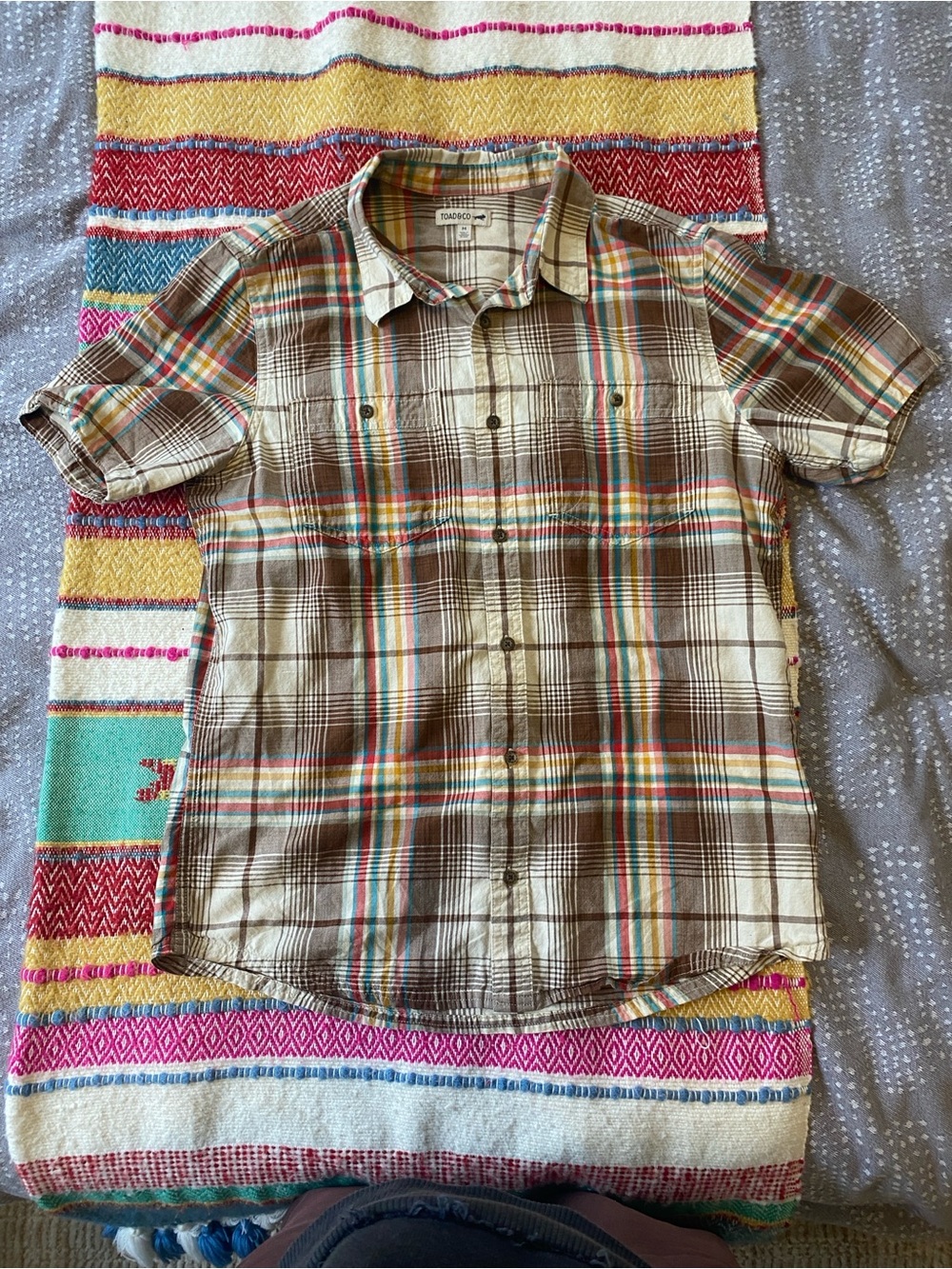 Toad & Co Men's Short-Sleeve Plaid Button-Up Shirt - Brown Multi